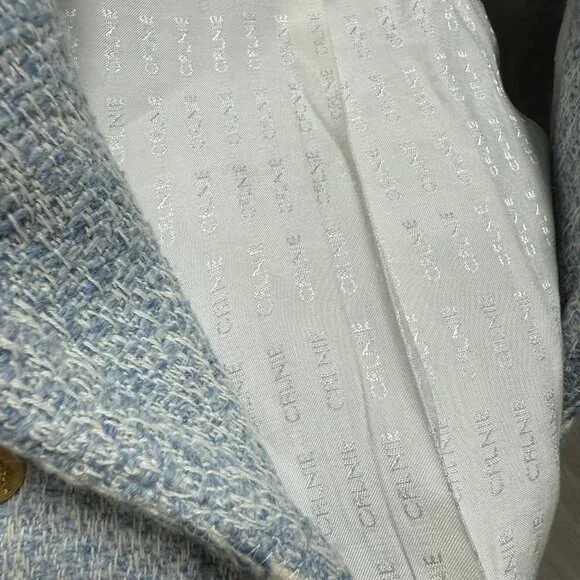 Celine Blue Tweed Wool Blend Jacket - Picture 8 of 9